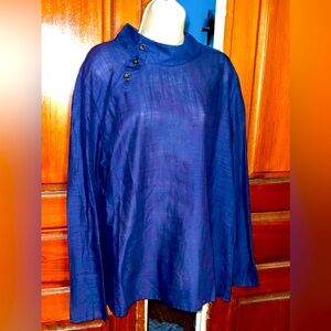 Women’s Celmia Collection Navy Blue Side Button Crew Neck Top. Size 4X See Desc.